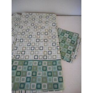 Vintage Set Green white King Pillowcases Westpoint Stevens USA Made Squares